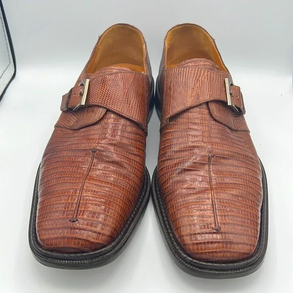 Paolo De Marco by Mezlan Genuine lizard men's shoes with monk strap 11M - Picture 6 of 15